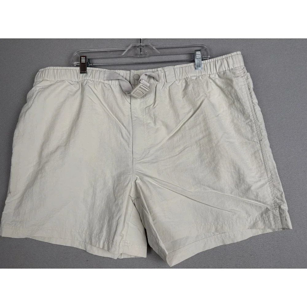 Lands End‎ Swim Trunks Shorts Mens 2XL Beige Nylon Mesh Lined Elastic Waist